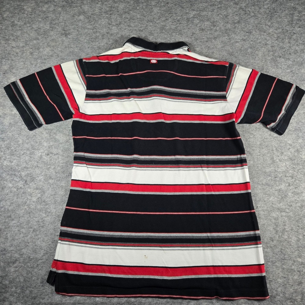 Y2K Ecko Unltd Mens Black Striped Streetwear Polo Shirt Size L - Picture 5 of 8